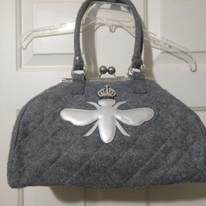 My Flat in London, Queen Bee, Grey Wool Shoulder handbag